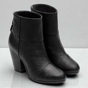 rag & bone Newbury Black Leather Ankle Boots | Size 9 | Classic Designer Booties